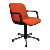 Visitor chair Charles Pollock for Comforto — orange wool, 1970s