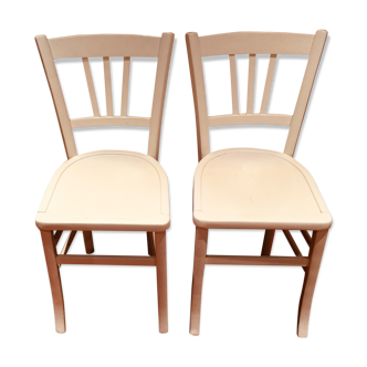 Pair of vintage bistro chairs painted white