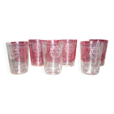 Verres anciens sablé couronnes de lauriers x6