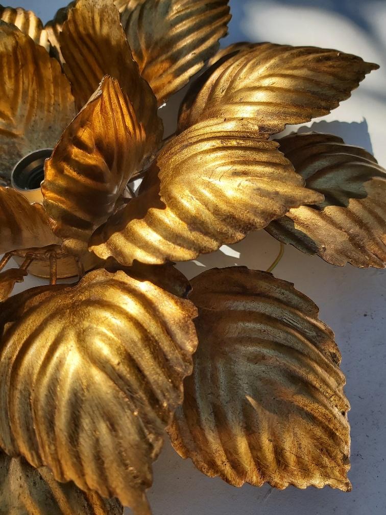 Sconce metal golden leaves 70s