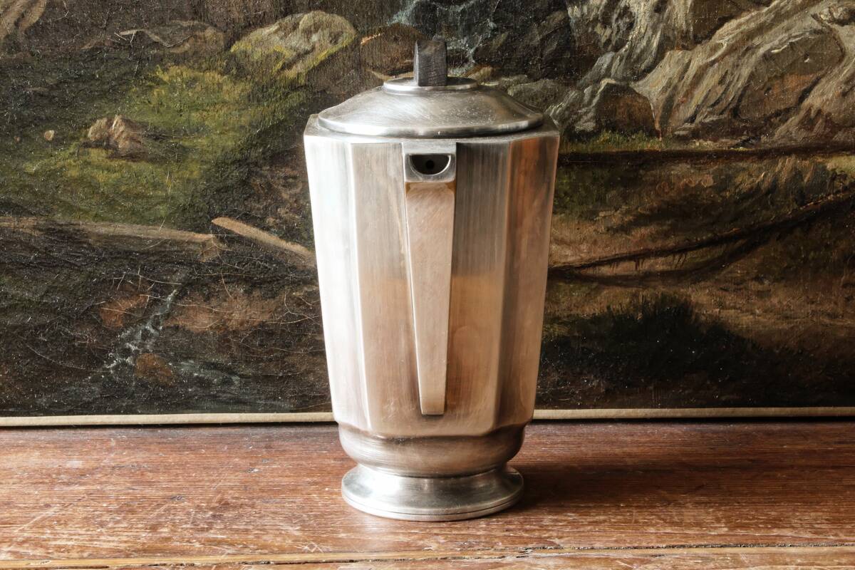 Service à café / thé, art déco en métal argenté et ébène