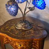 Living room lamp bronze 1980 venice murano glass blue fruit, 47x34
