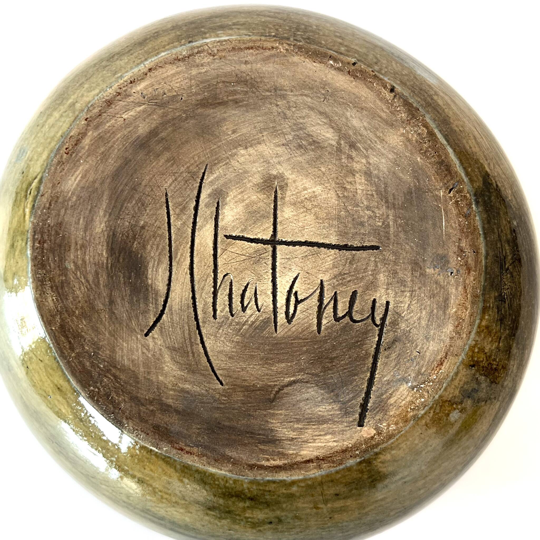 Jean Chatoney glazed ceramic round vase - 1960s Vallauris