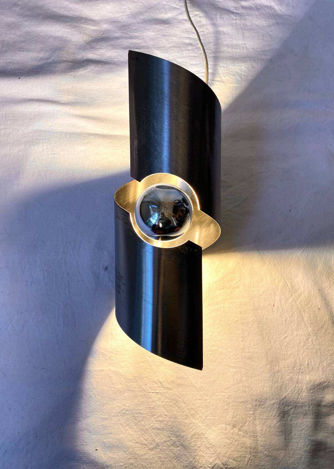 Brushed stainless steel wall light by Oxar France, vintage 1970s