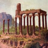 View of the Parthenon, Imaginary Landscape, Oil on canvas, Signed and dated 1881