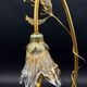 Masca Italy floral lamp, gold metal and blown glass