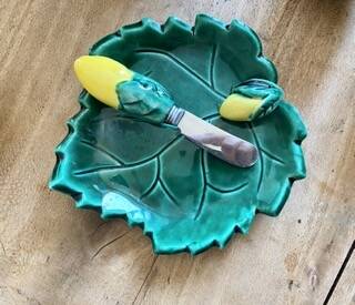 Vintage lemon butter dish in Vallauris slip