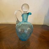 Night carafe in blue tones waffle glass with cabochon early 20th century