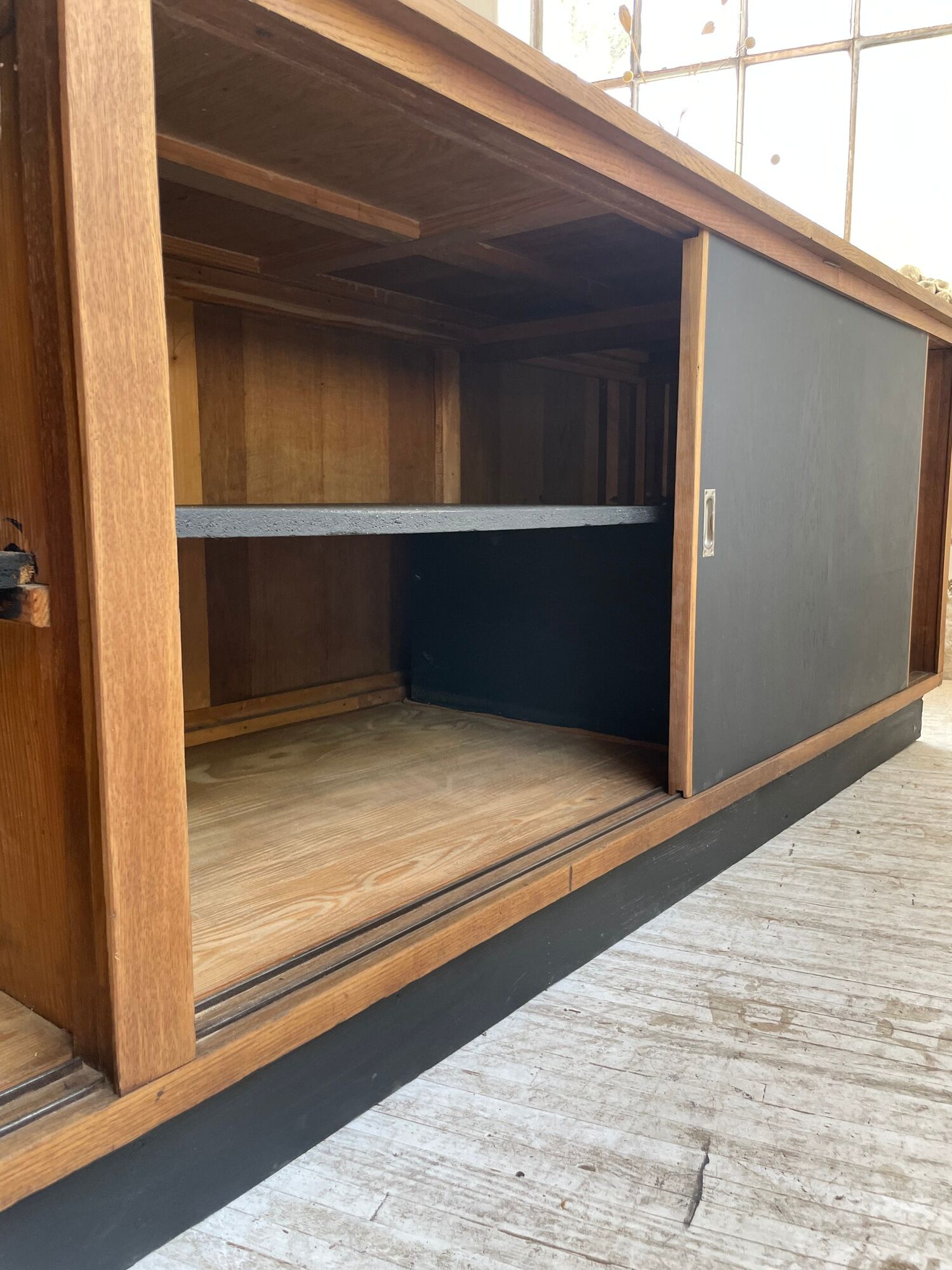Two-sided counter sliding doors oak XXL 4m enfilade