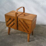 Worker sewing box feet compass