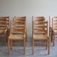 Set of 10 dining chairs in pine with sea grass seats, Danish design from the mid-20th century.