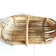 Old wooden harvest basket, slatted wooden basket, folk art.