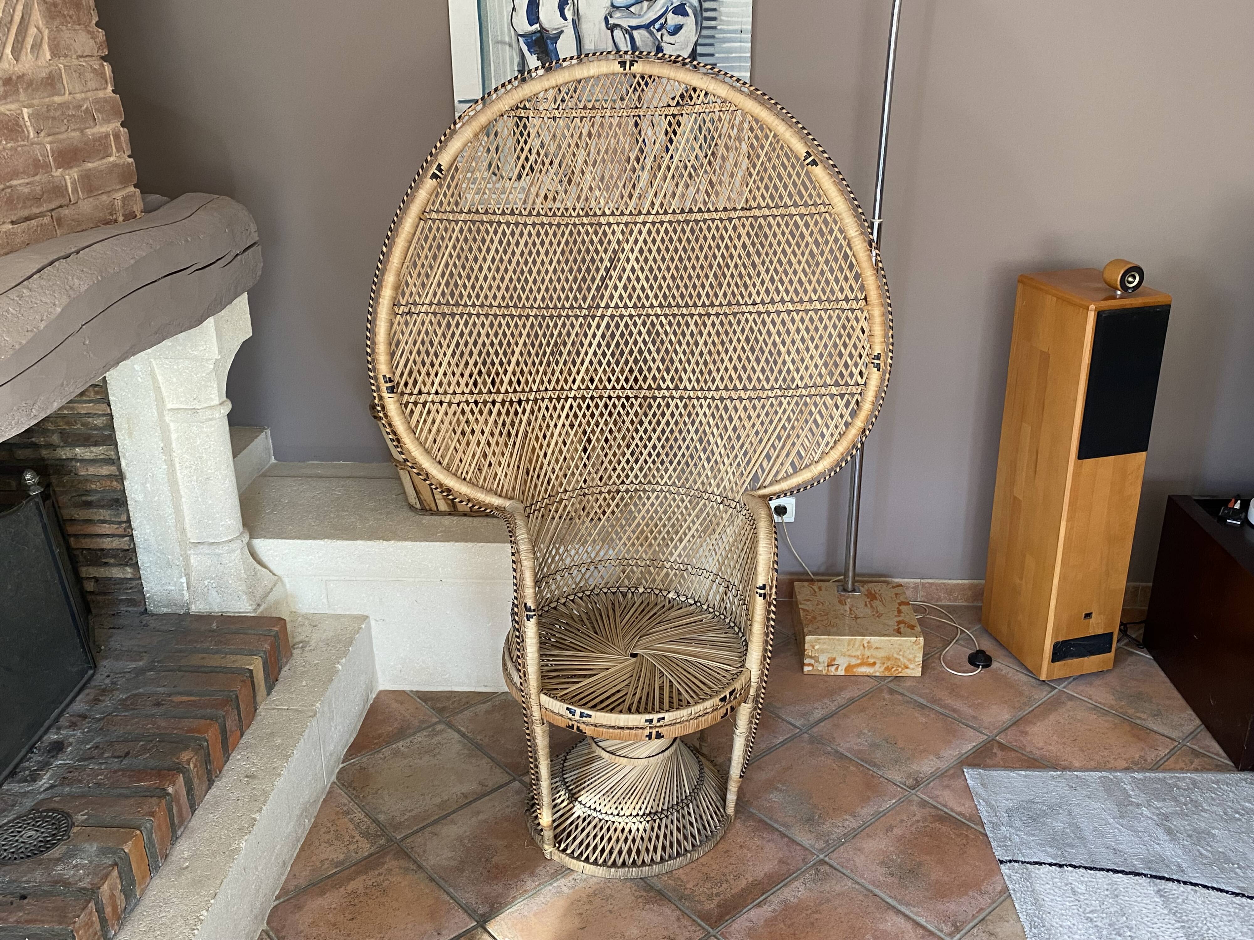 Emmanuelle armchair, 1970, braided rattan