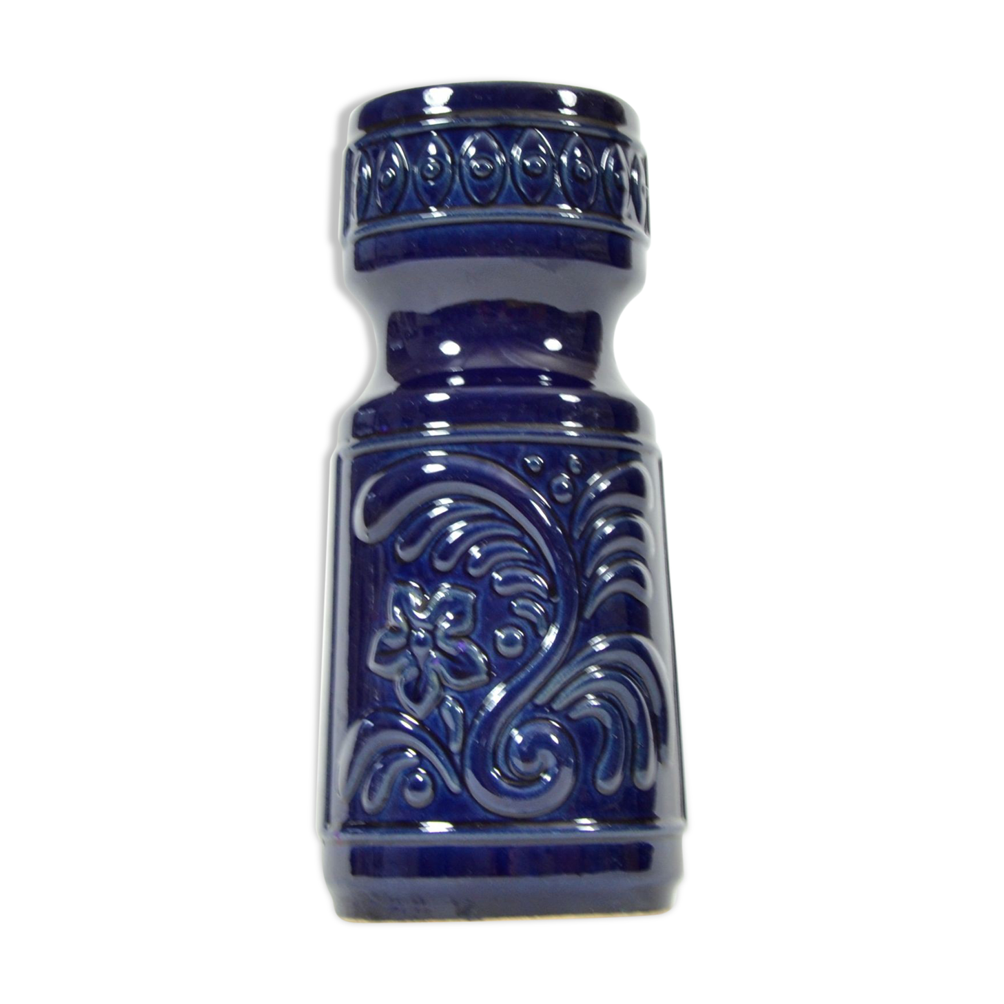 1960s blue pottery vase