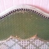 Suite de 4 chaises cannées Louis XV cuir vert