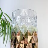Vintage glass vase with geometric pattern in rose gold gradient