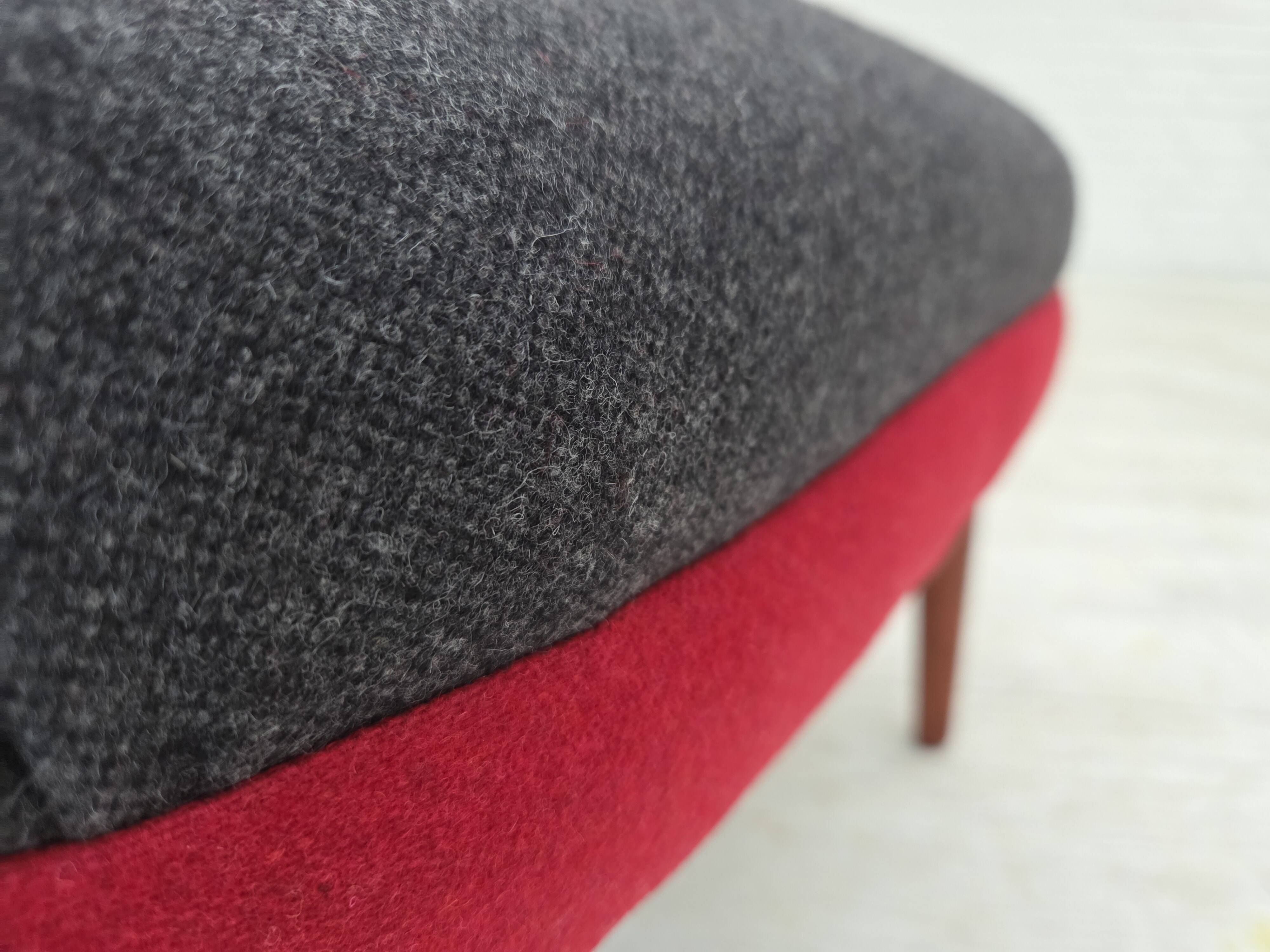 1960s, Danish designed armchair, reupholstered, furniture wool.