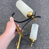 Pair of vintage wall lamps 1950-60 arlus metal and glass