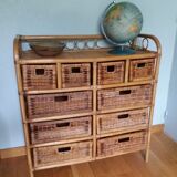 Chest of drawers in wicker and rattan