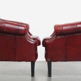 Ensemble de 6 fauteuils club Chesterfield en cuir de vache anglais