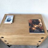 Three-drawer commode ARP — Minvielle, oak and lacquered metal, France, years