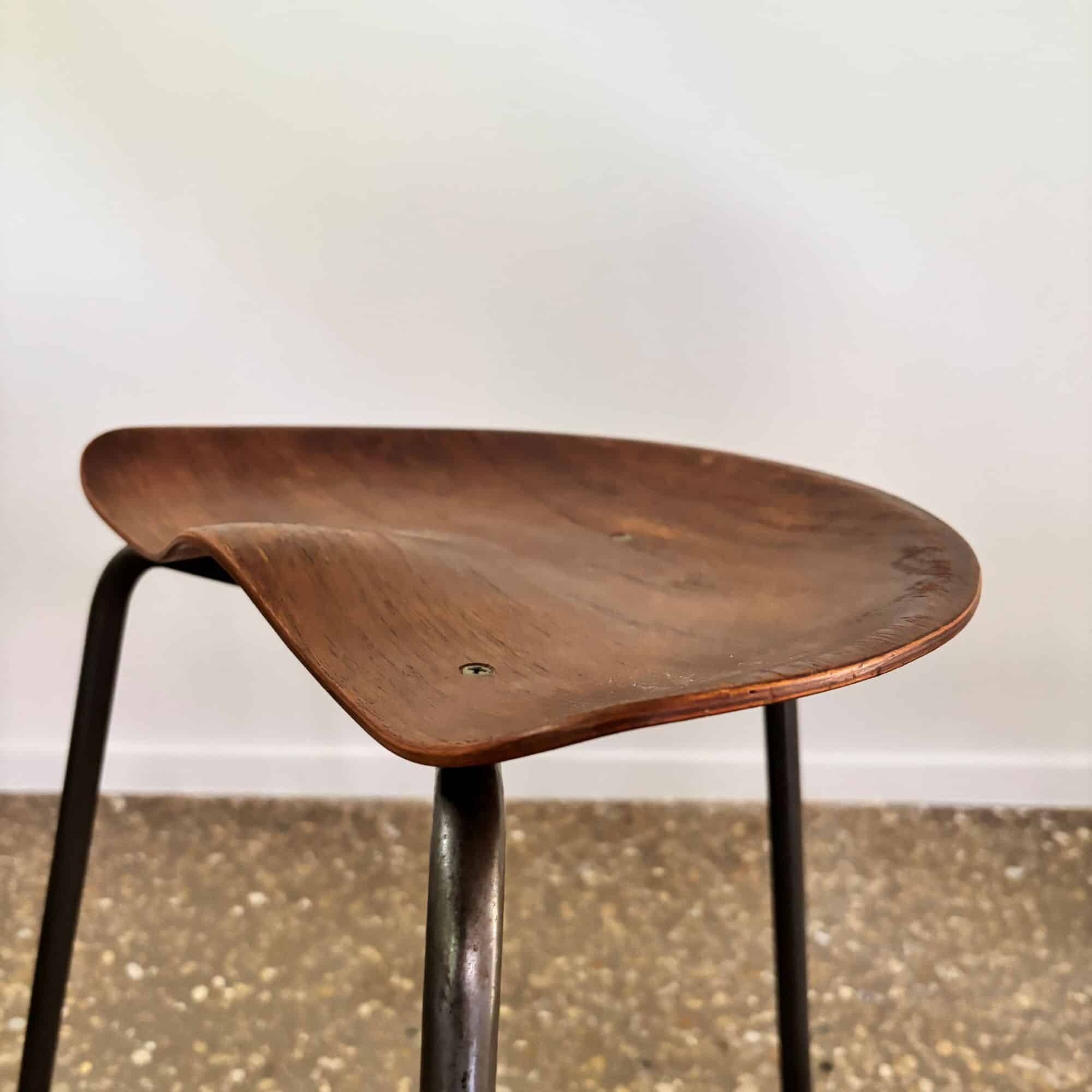 Rare tripod stool by Astor Glibstrup for Frederikssund Mobelfabrik, Denmark, 1950s