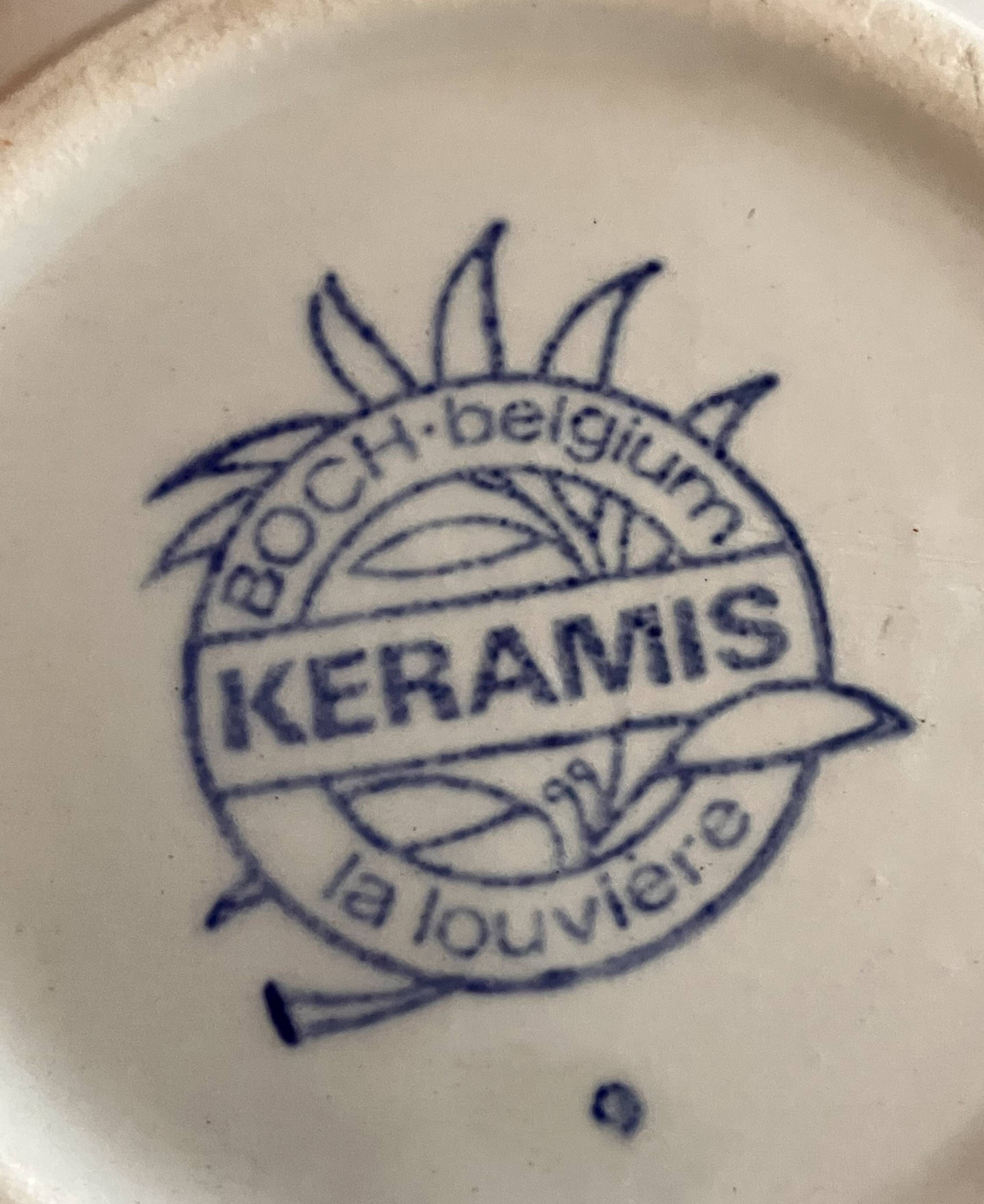 Milk jug and dish Boch Belgium La Louvière Keramis 1970s