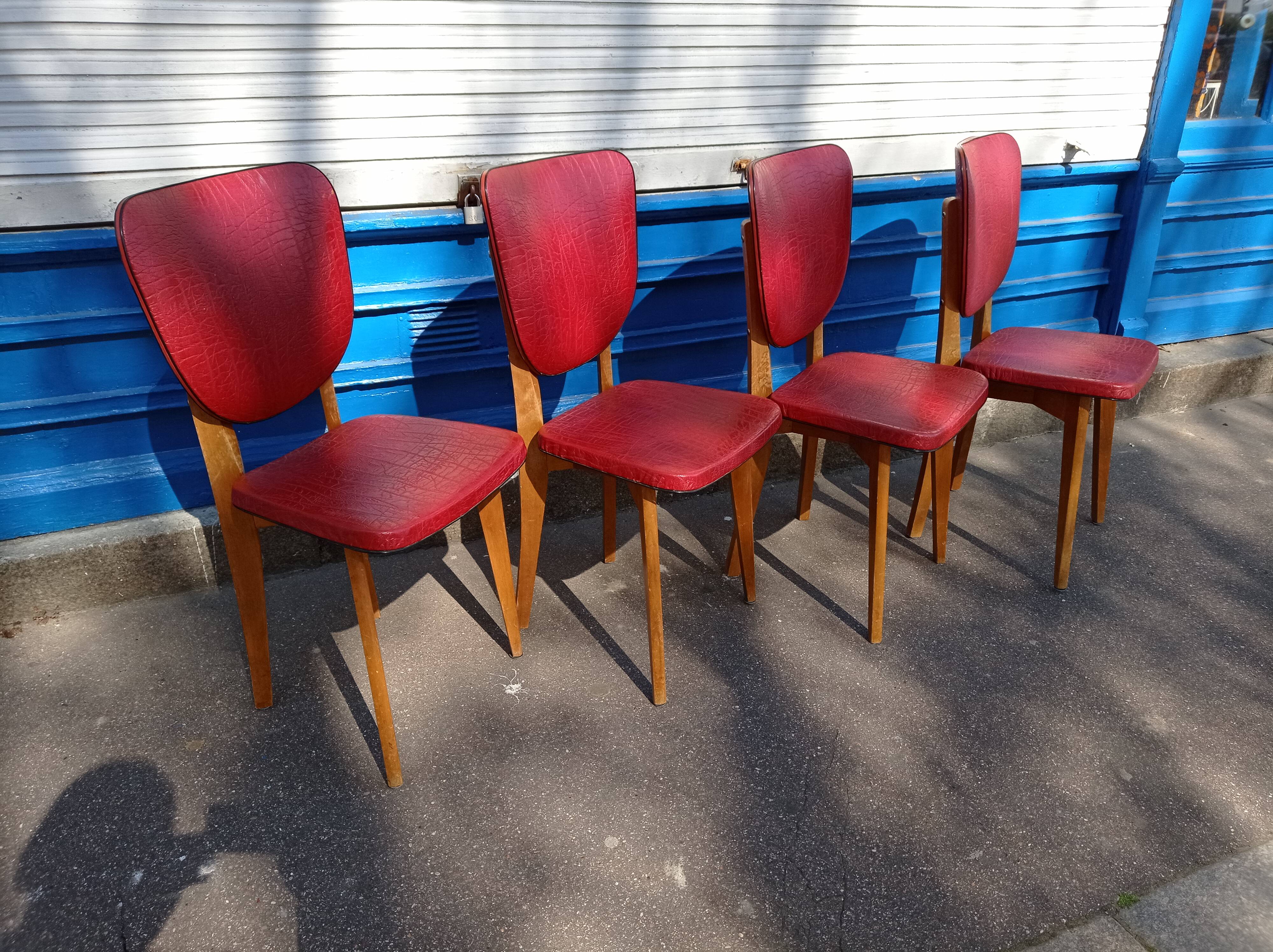 Lot of four 50's skai chairs