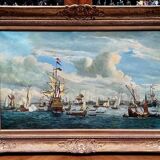 Jan van Genechten. Paysage marin «Vue de l'ancien port d'Amsterdam».