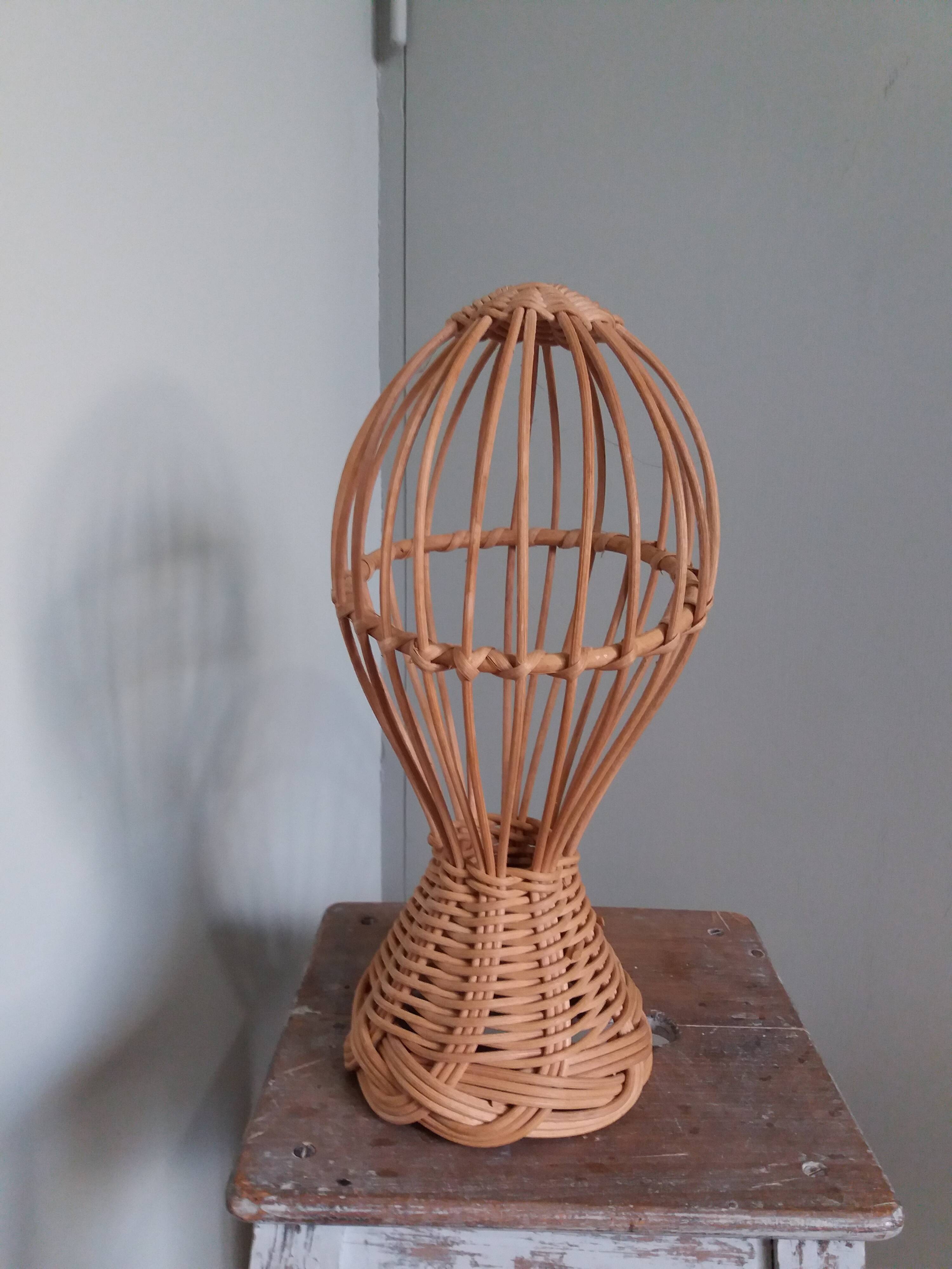 Wicker rattan marotte hat head
