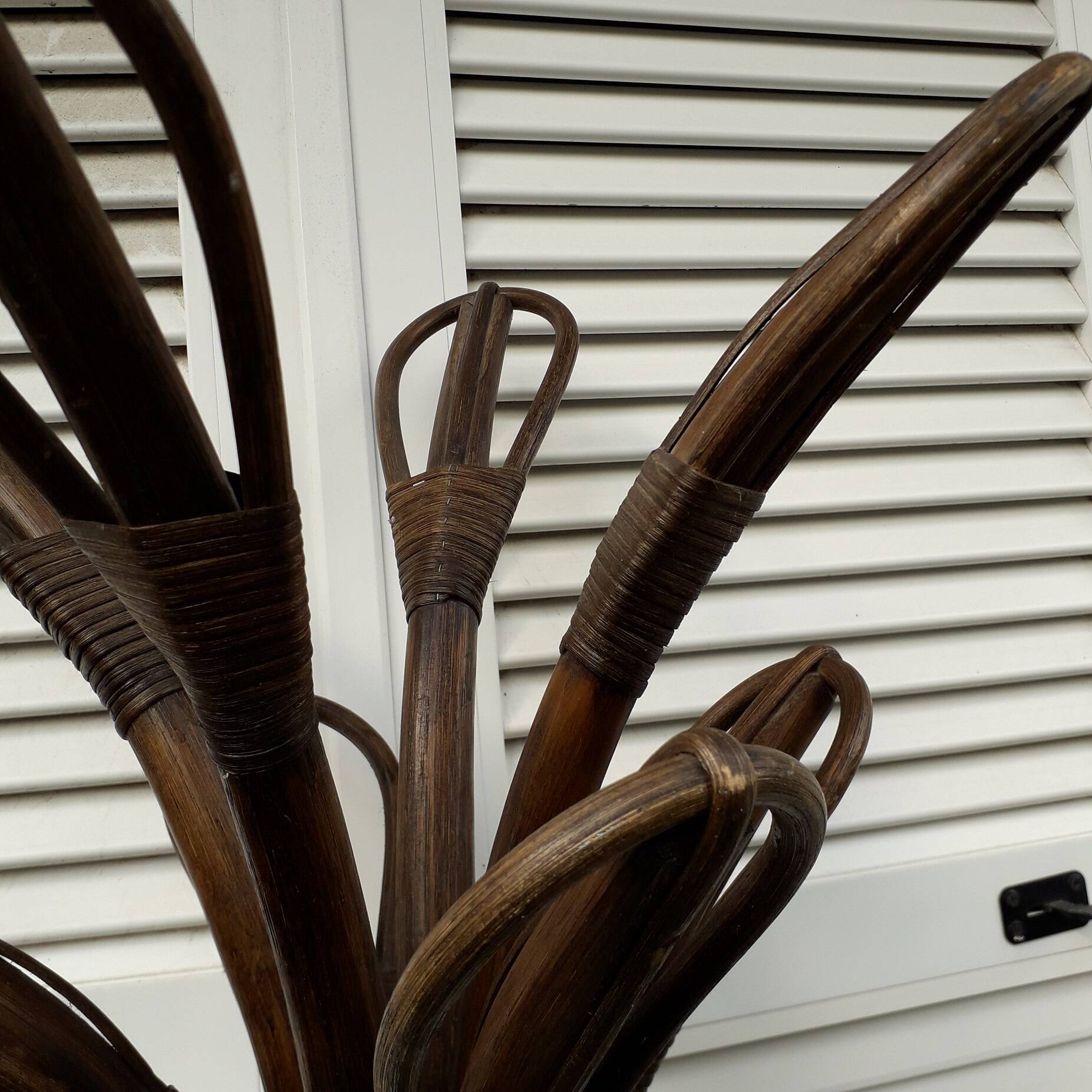 Rattan coat rack