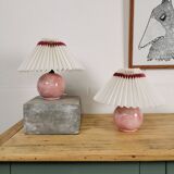 Pair of lamps and pleated lampshades