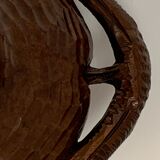 Carved wooden fruit basket or basket, 19th century, grape clusters and vine leaves