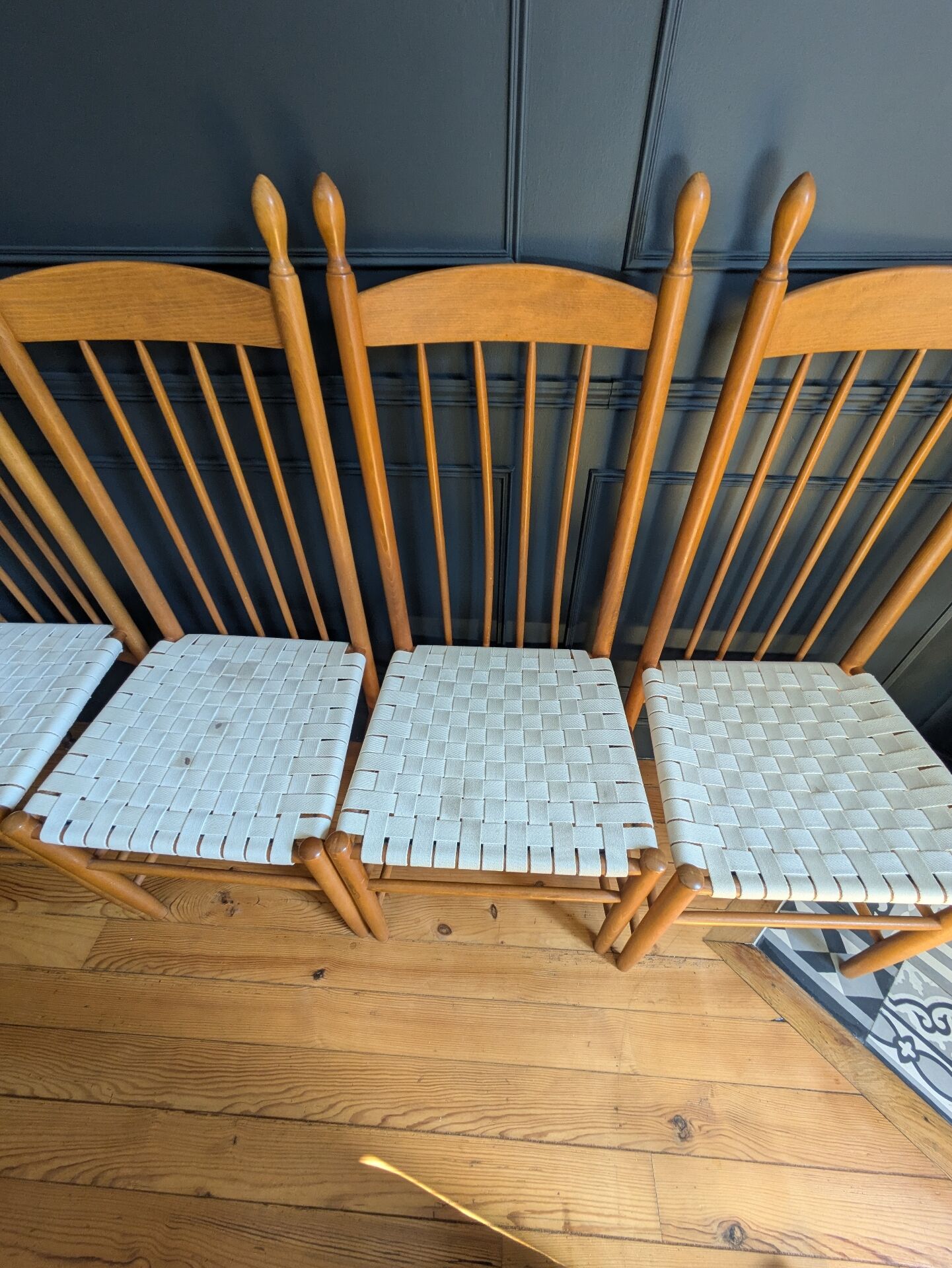 Rare ensemble de six chaises modele"Racine" de Roche Bobois.