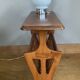 Vintage magazine rack with shelf, Solid cherry wood side table from the 1990s