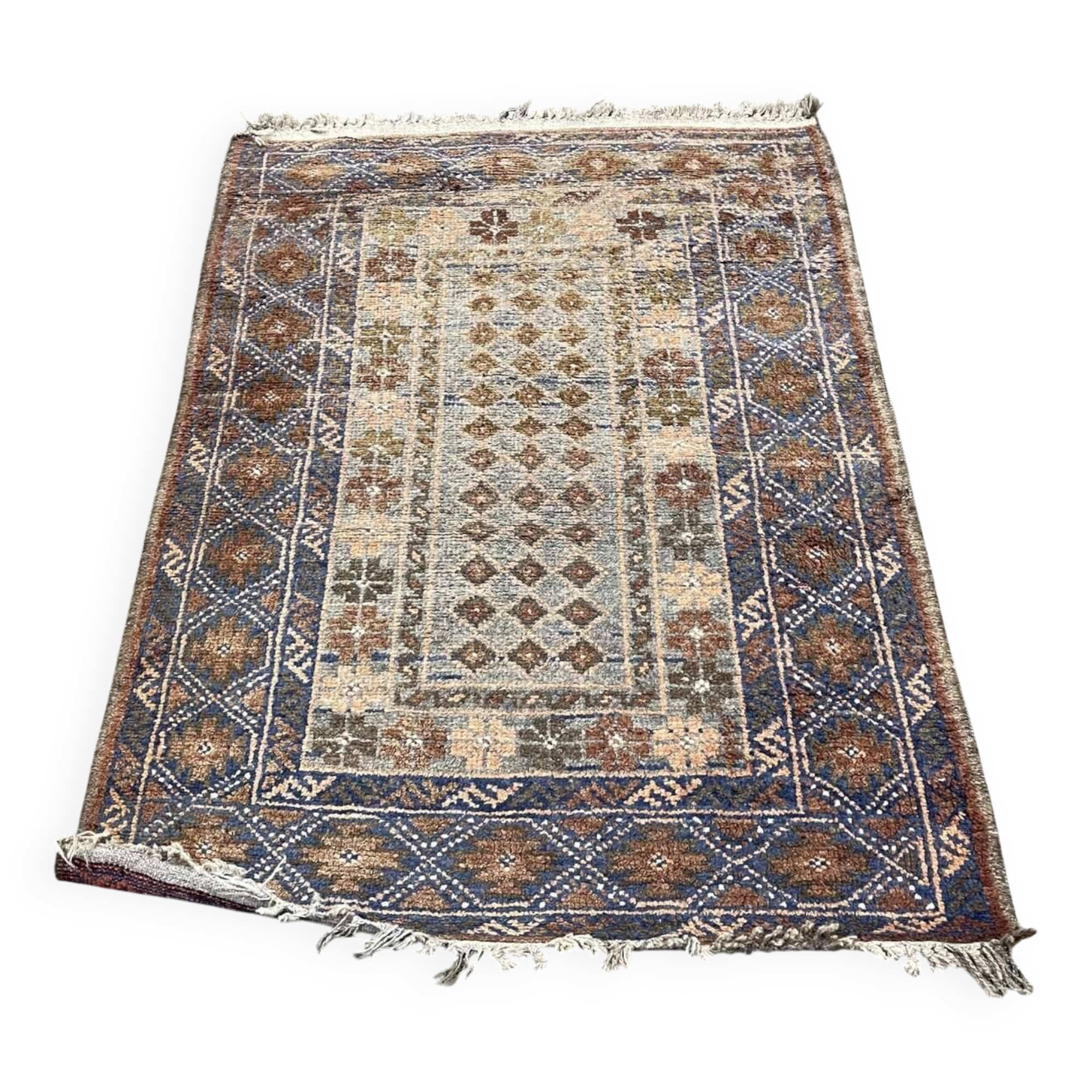Handmade Afghan Wool Rug - 1m35 x 89cm