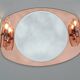 Designer mirror with its Italian pink glass sconces Veca vintage 1970.