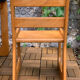 Children's wooden and formica desk and sled chairs 1970