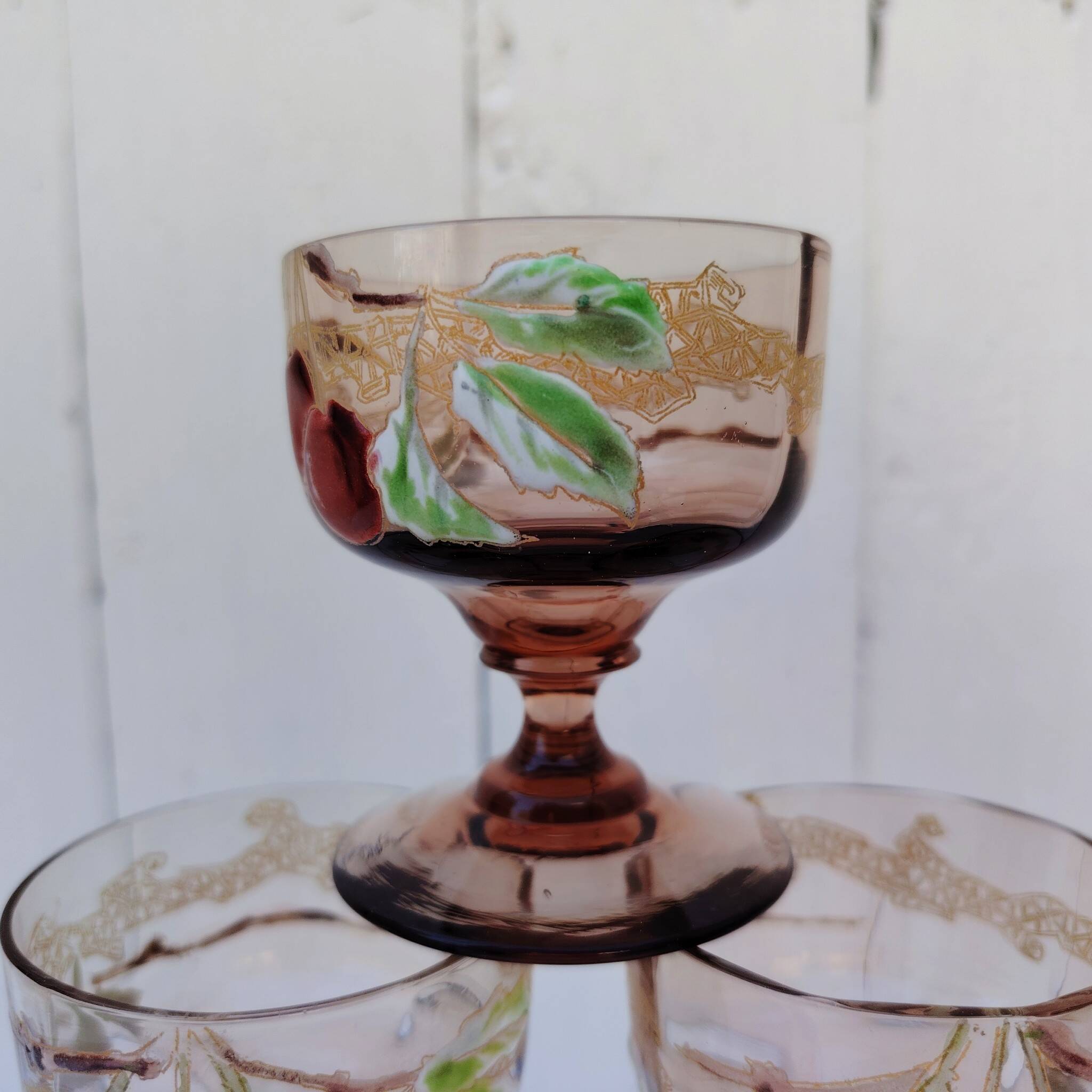 Cerise service with Legras brandy, Art Nouveau, Montjoye