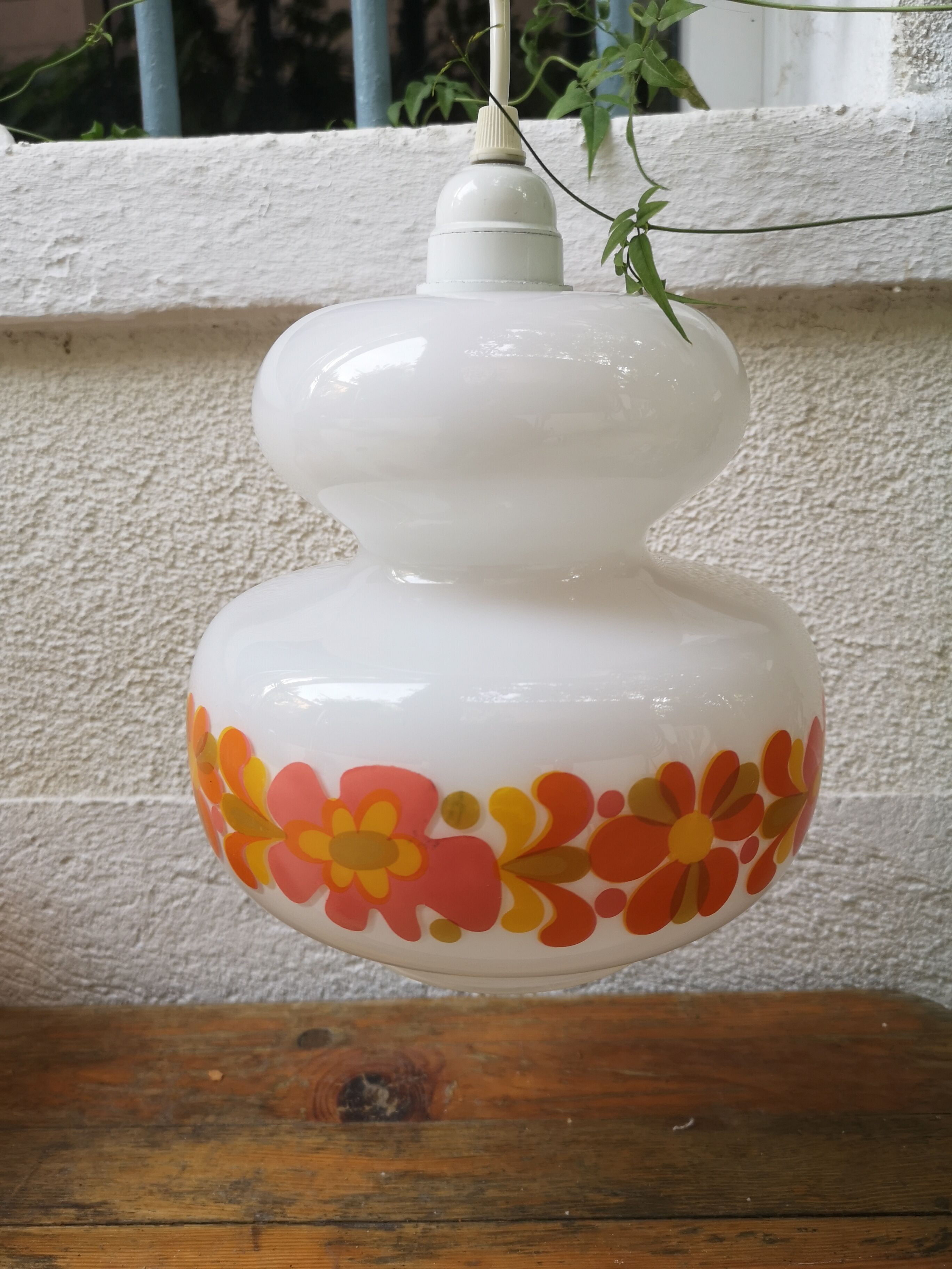 White Opaline with flowers