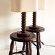 Pair of French Art Deco Wooden Table Lamps Attributed to Charles Dudouyt