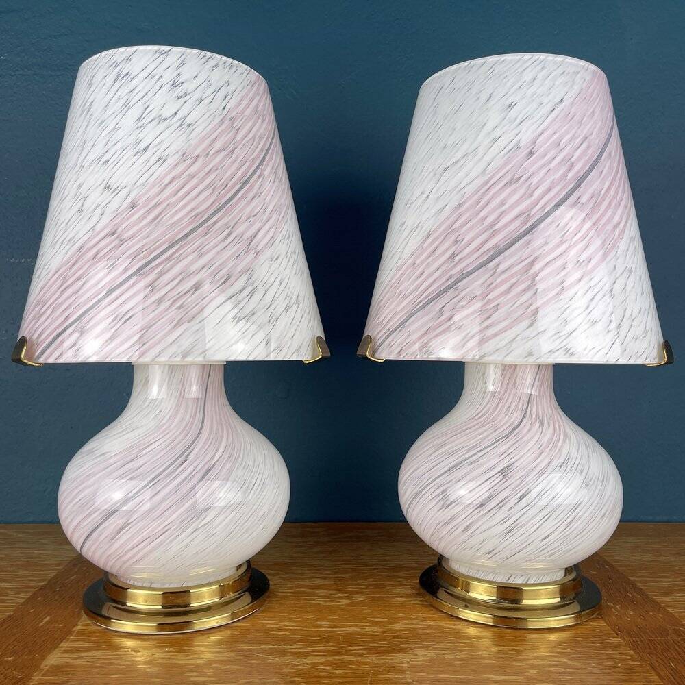 Mushroom table lamps in Murano glass, Italy, 1970s, set of 2