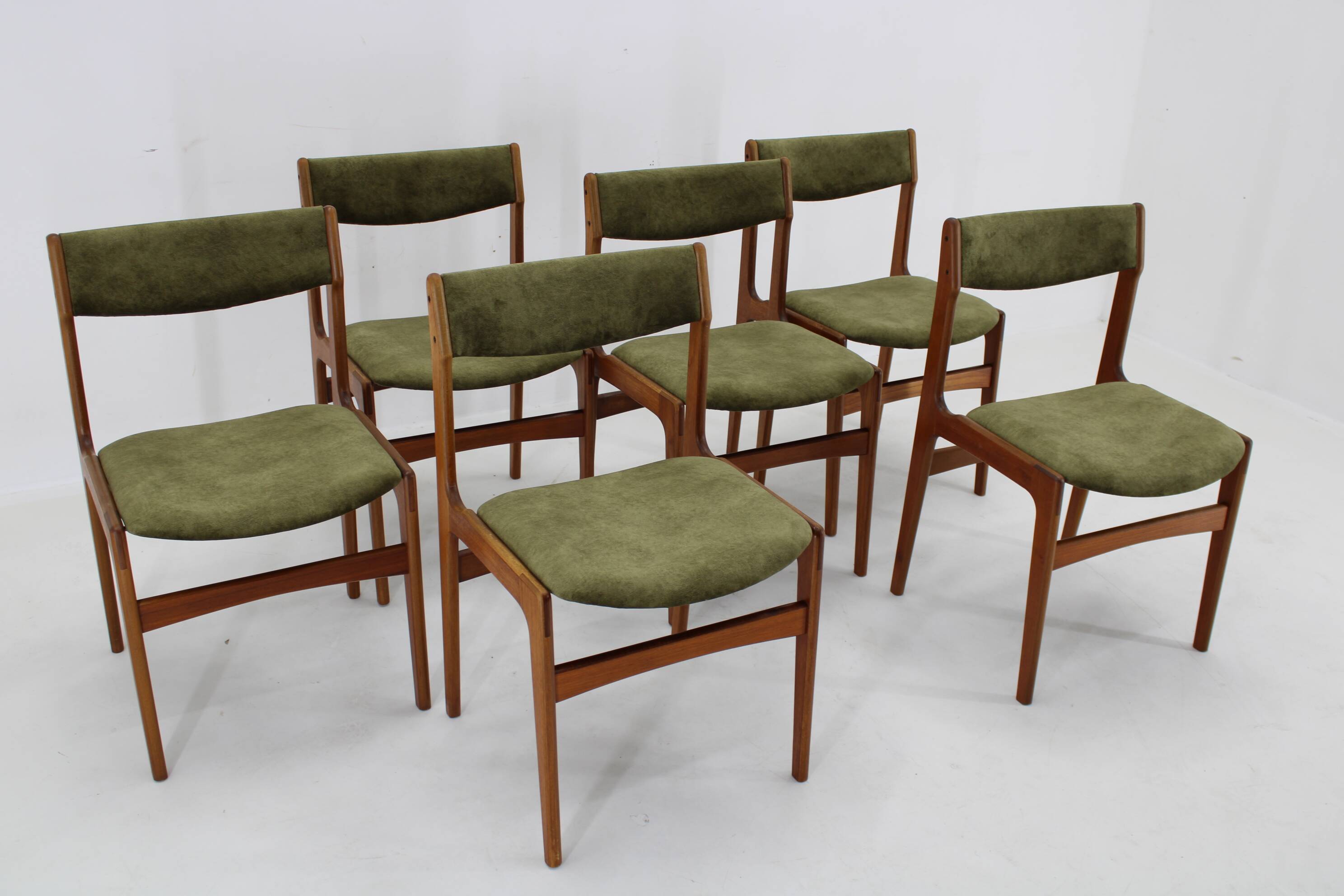 1960s Set of Six Danish Teak Dining Chairs , Restored