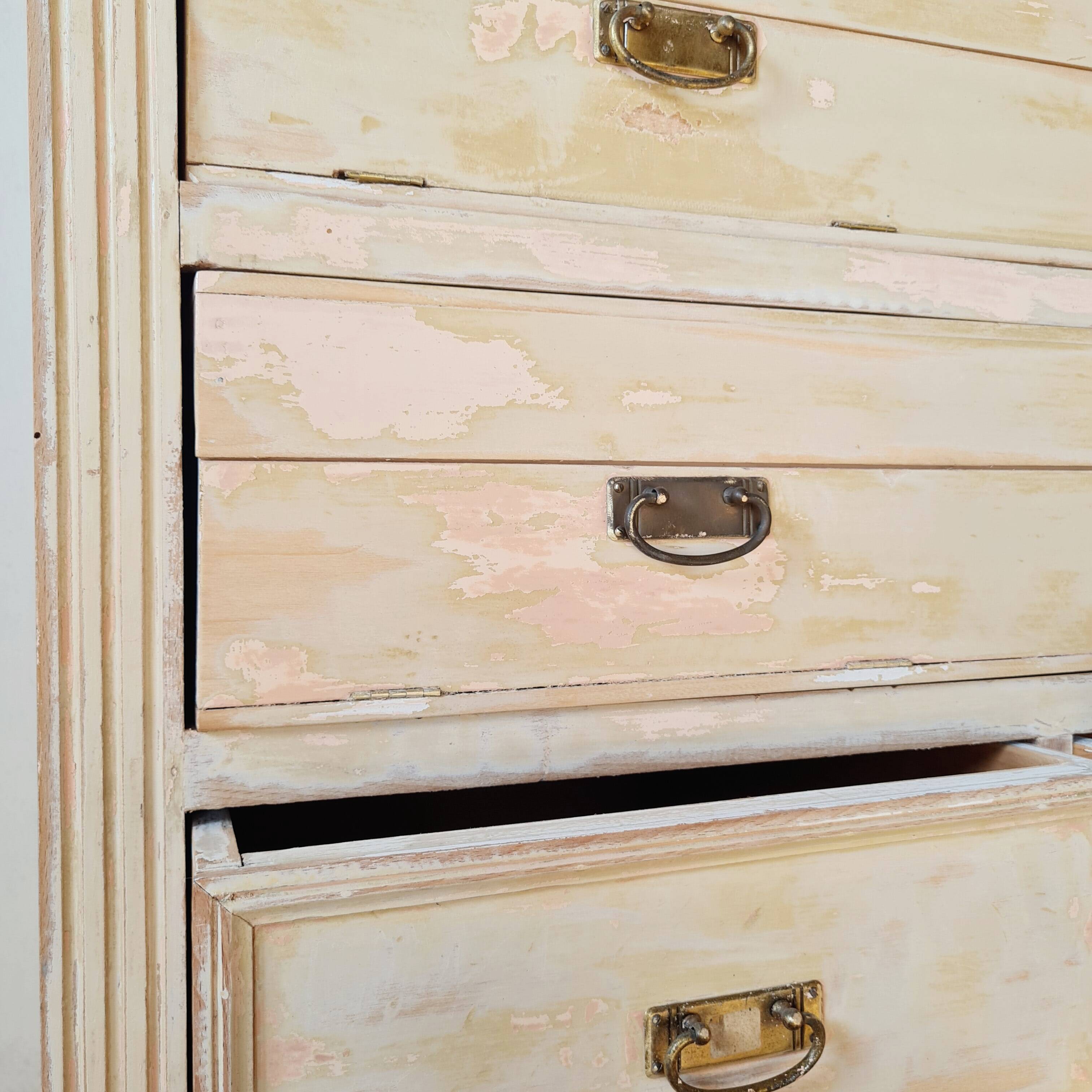 Craft furniture haberdashery - tall patinated chest of drawers - XXL chest of drawers