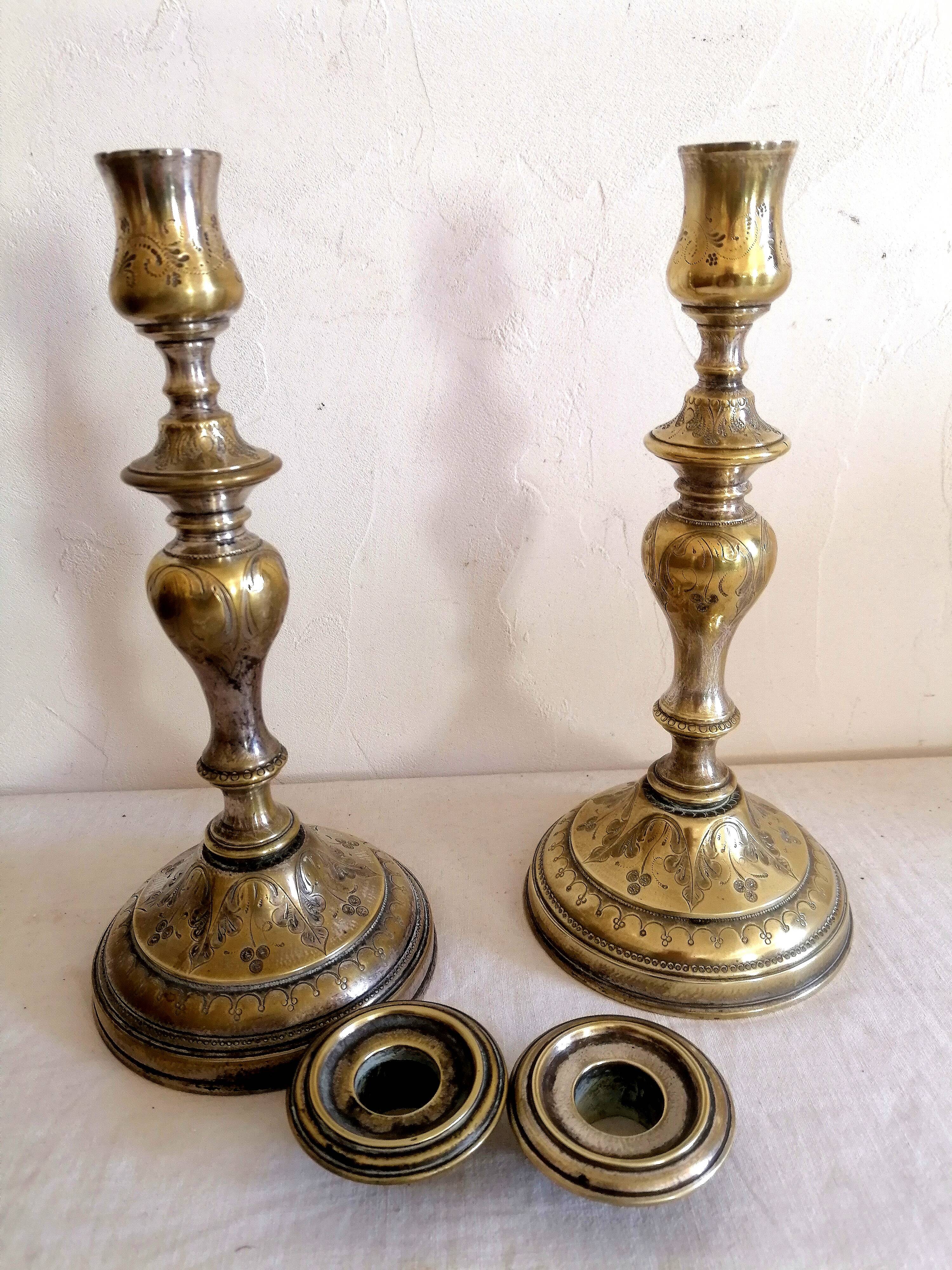 Old pair of Louis Philippe period candlesticks.