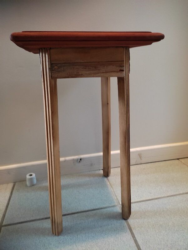 Console holder pot flower wood patinated seat mahogany
