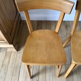 Set of 4 baumann bistro chairs in blond wood / honey stamped 40-50 years