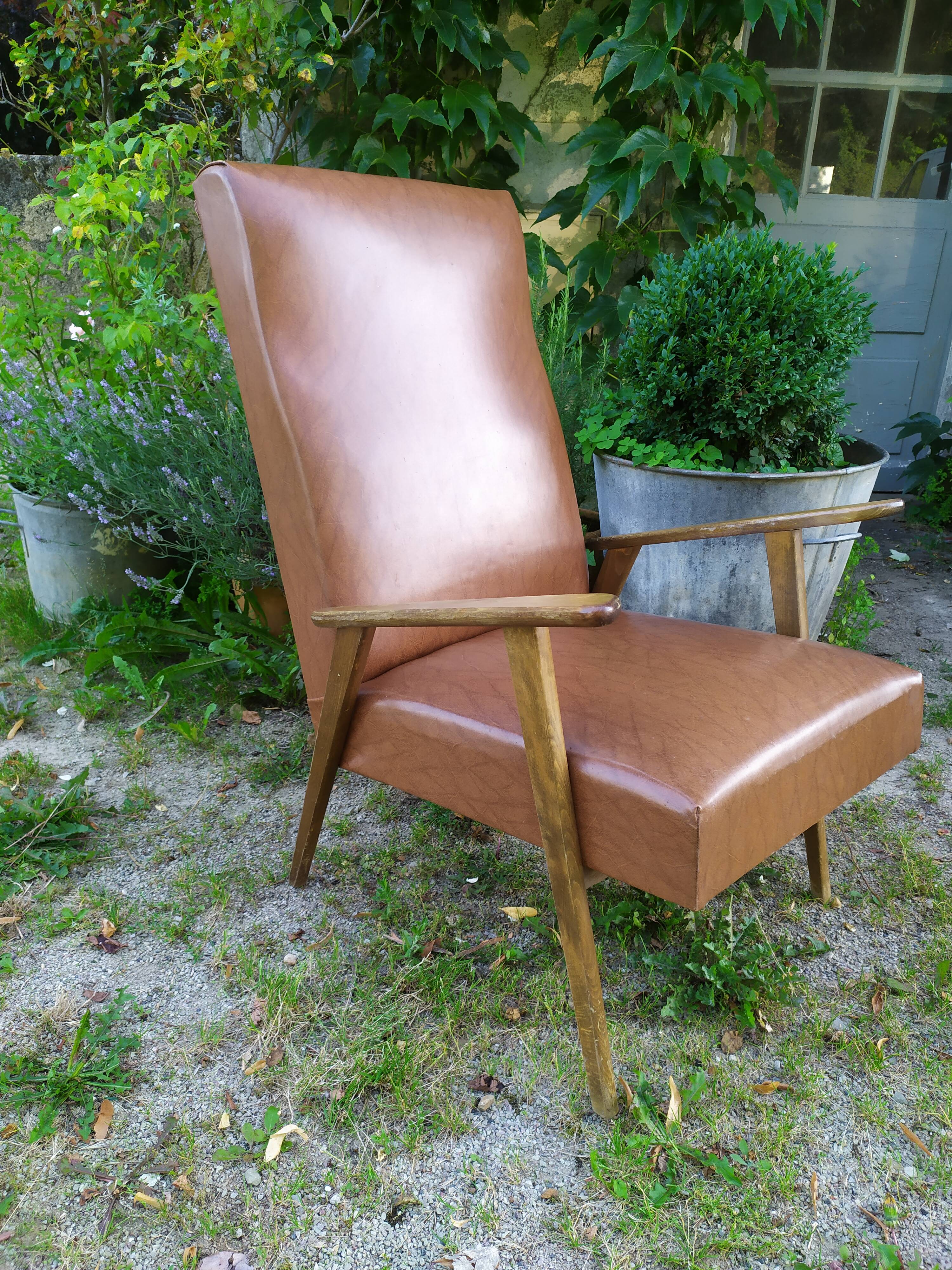 Fauteuil années 50 pieds compas