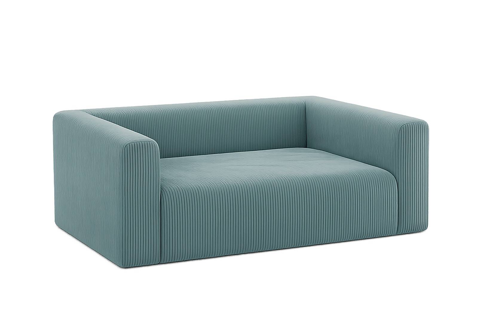 Rectangular blue velvet sofa