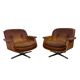 Paire de fauteuils pivotants vintage en cuir cognac par Eugen Schmidt